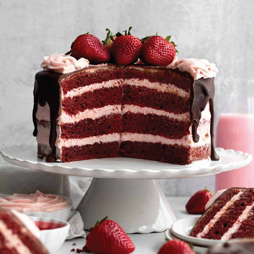 Probakes&Cakes Delivery-Friendly Red Velvet Chocolate and Strawberry Cake in Hyderabad| Buy Now